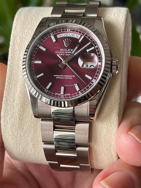 rolex day date red leather|Rolex Day-Date 36mm.